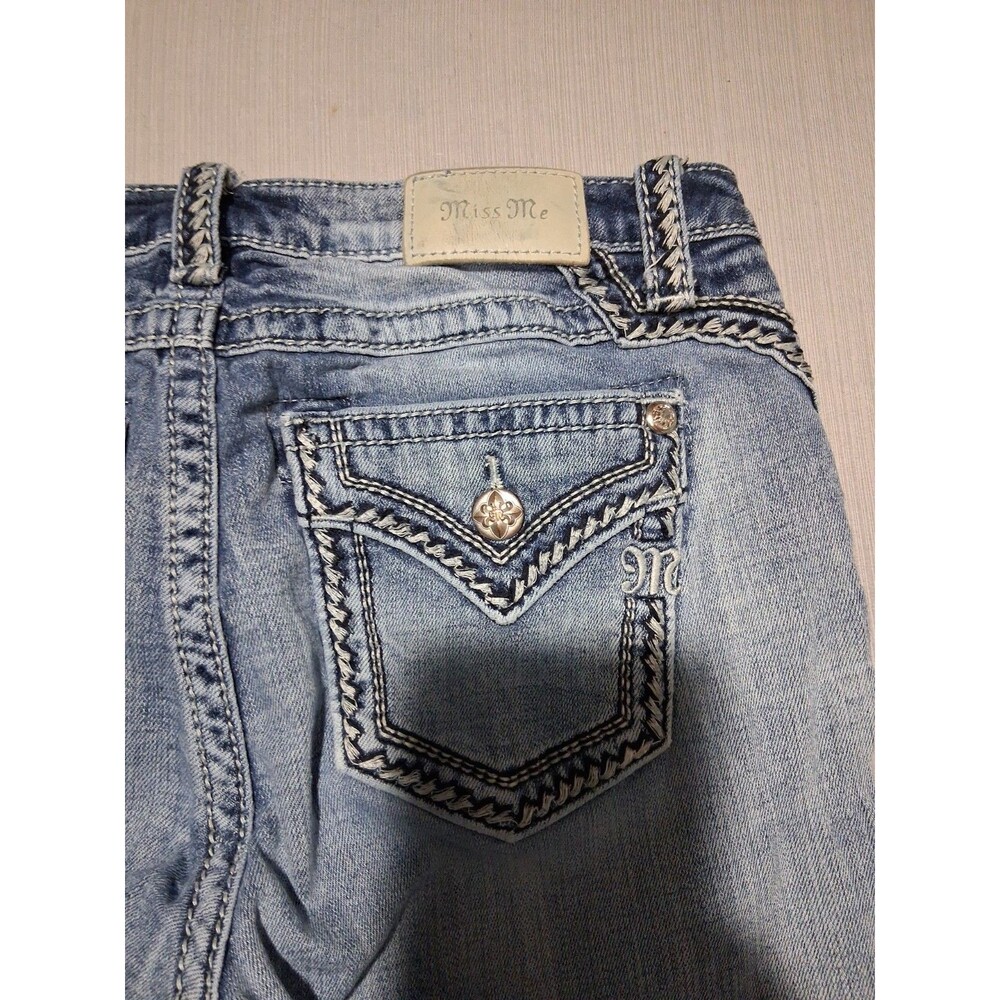 Miss Me Distressed Low Rise Ankle Skinny Blue Jeans Size 29 - Picture 5 of 9